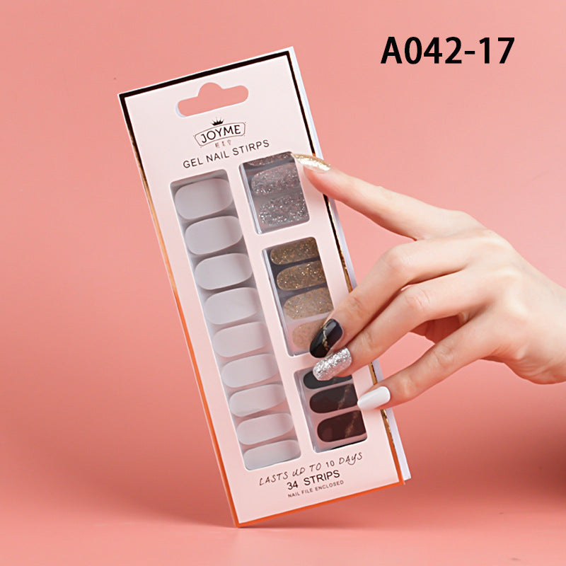 Wholesale Plastic Nail Stickers, Waterproof, Baking Free, Solid Color Nail Stickers, 34 Stickers Without Curling Edges ACC-NS-XKQ007