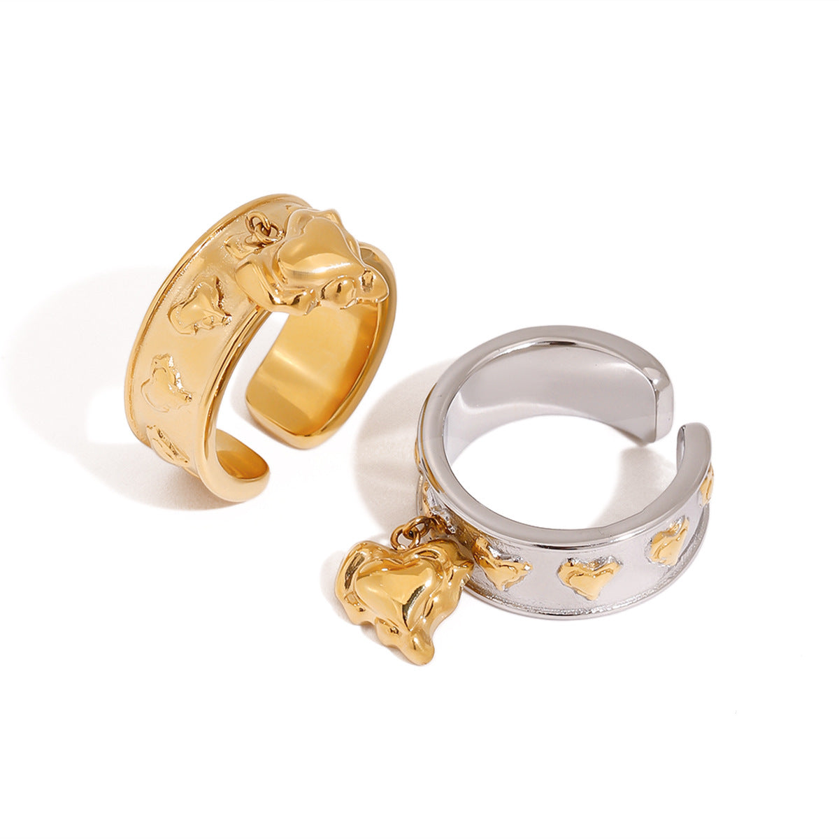 Wholesale 18k gold stainless steel color matching cross asymmetric opening ring