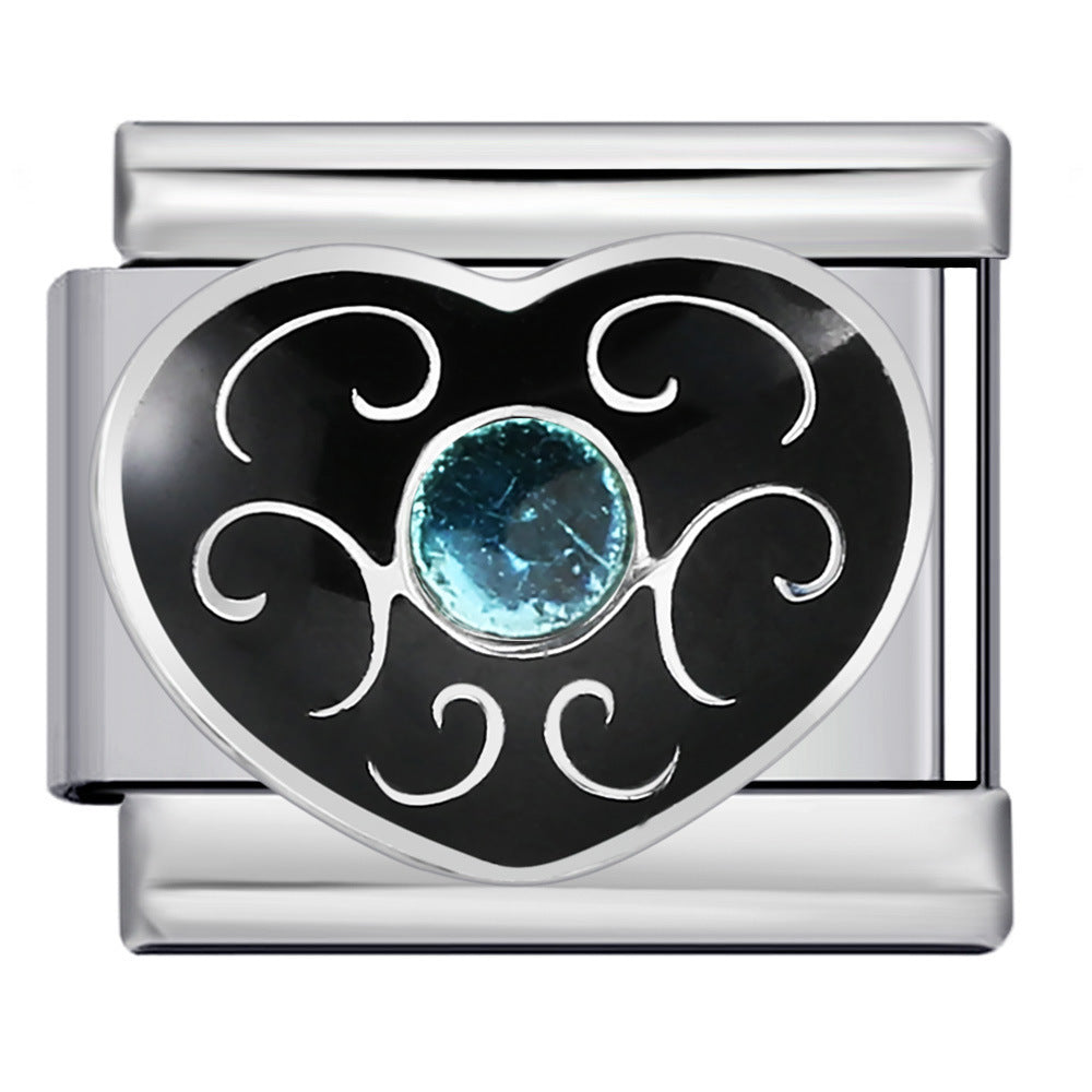 Wholesale 5pcs Italian Charm Bracelet 9mm DIY Splicing Heart English Series Stainless Steel Composable Bracelet