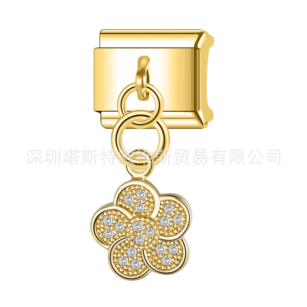 Wholesale Electroplated Alloy Heart Shaped Modular DIY Pendant Bracelet Gift Fashion Accessory