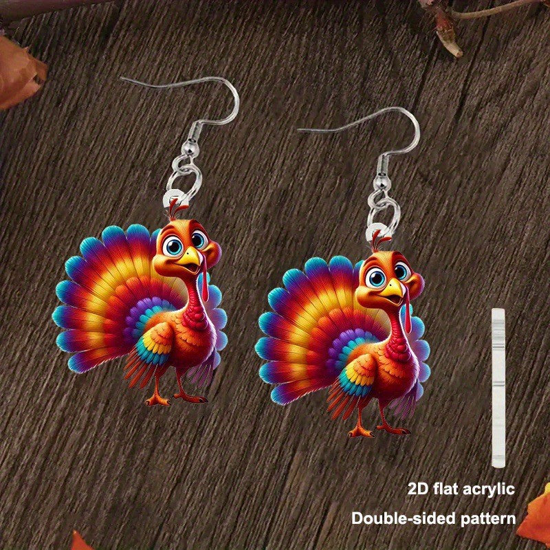 Wholesale Thanksgiving Turkey Cartoon Pumpkin Hat Acrylic Earrings