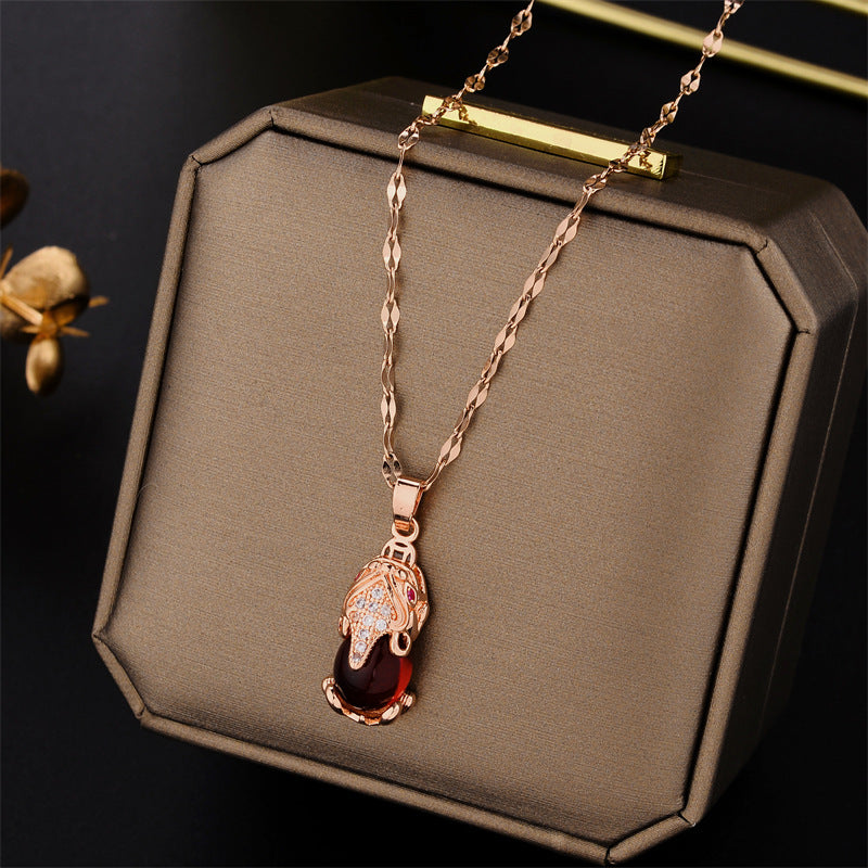 Wholesale Red Lucky Animal Titanium Steel Necklace ACC-NE-KuCai010