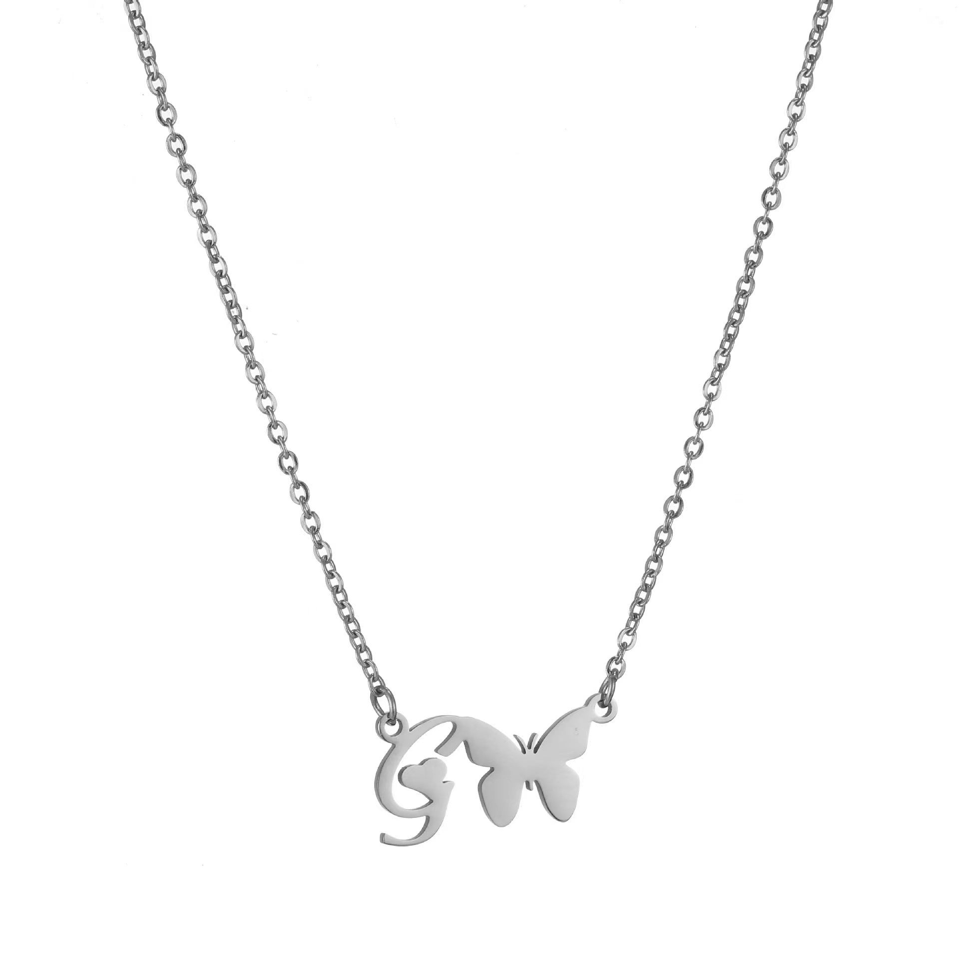 Wholesale stainless steel non-fading butterfly letter clavicle chain