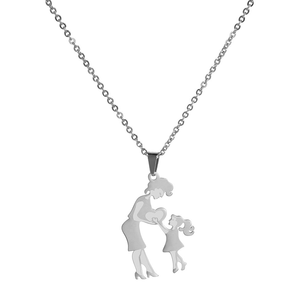 Wholesale Mother's Day MAMA Daughter Stainless Steel Necklace ACC-NE-QiJu001