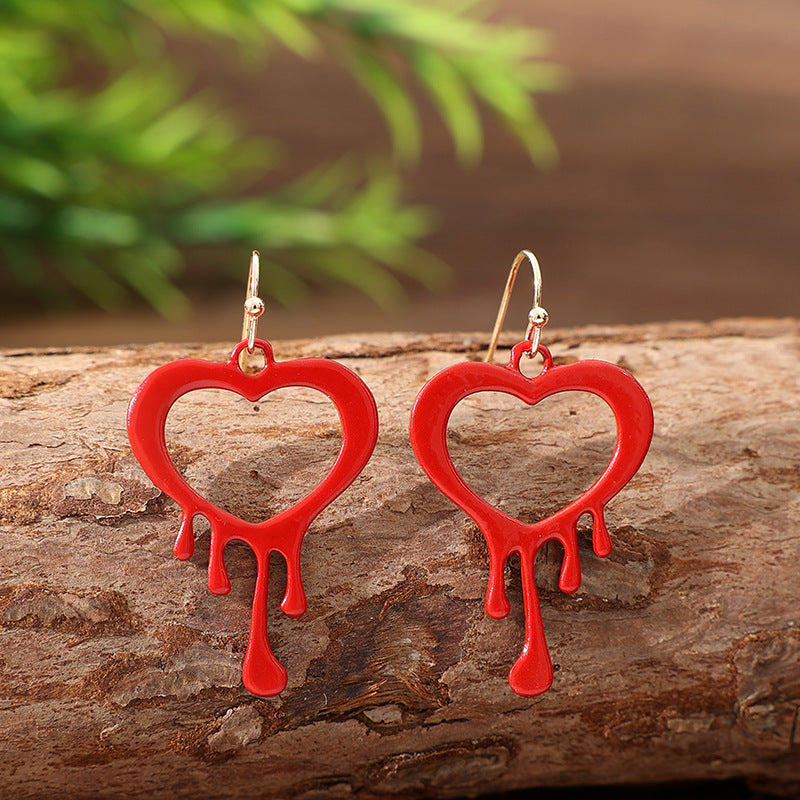 Wholesale Valentine' s Day Red Heart Tear-Drop Earrings - Sweet Style Alloy Fashion Accessory for Gift Boutique Resale