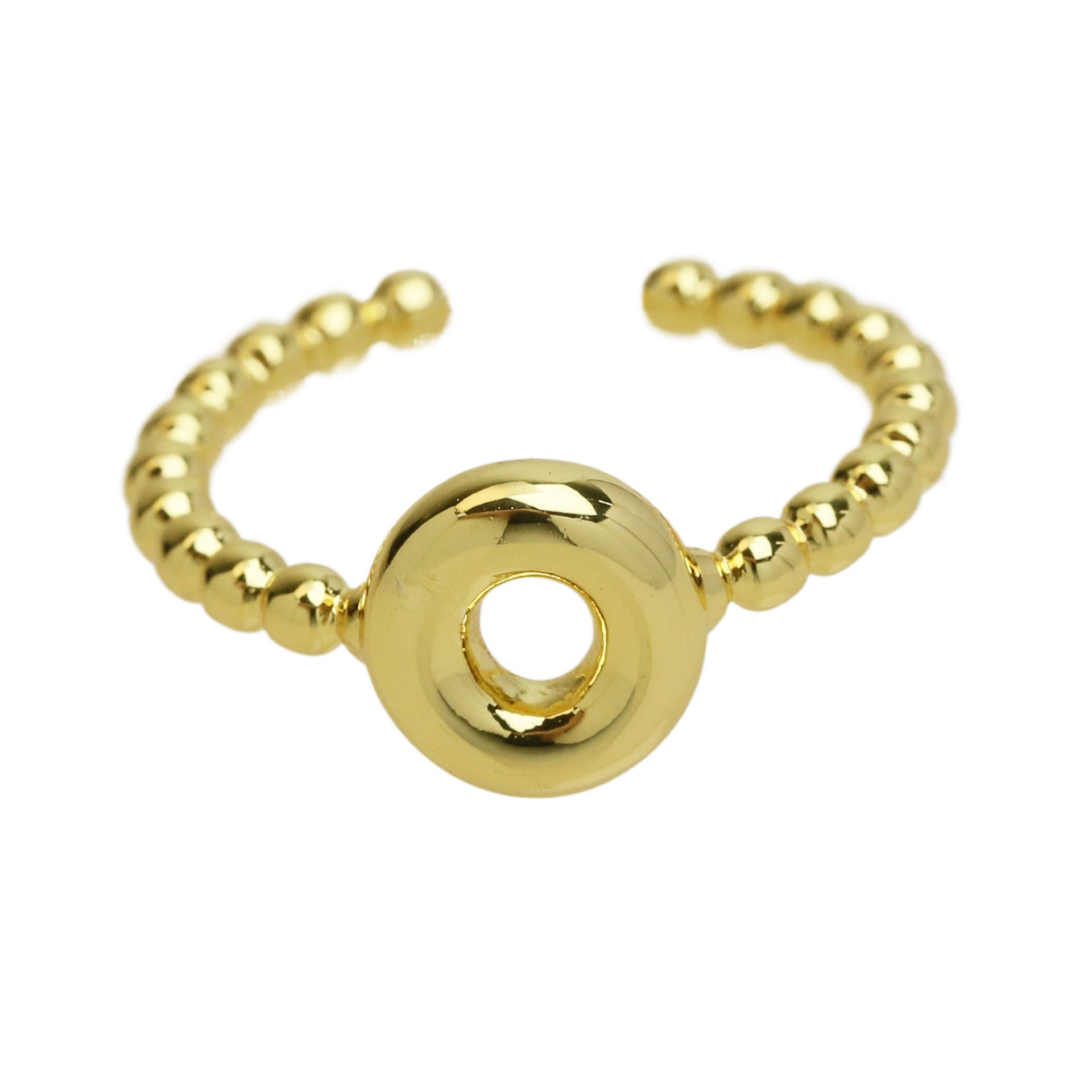 Wholesale  18k Golden Glaze Brass Bubble Balloon Letter  26 Ring