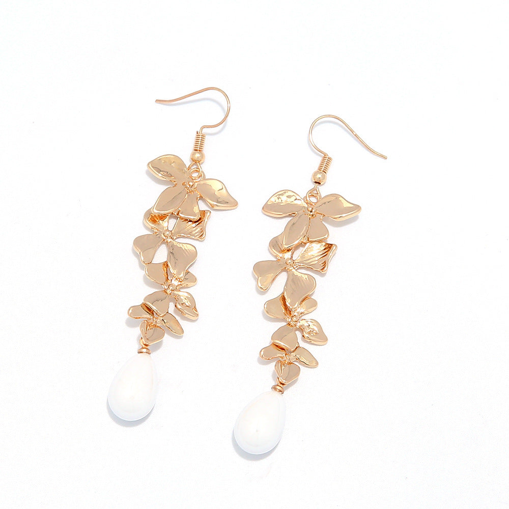 Wholesale  Bohemian Petal Pearl Earrings