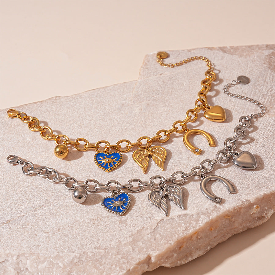 Wholesale titanium steel angel wings love chain bracelet