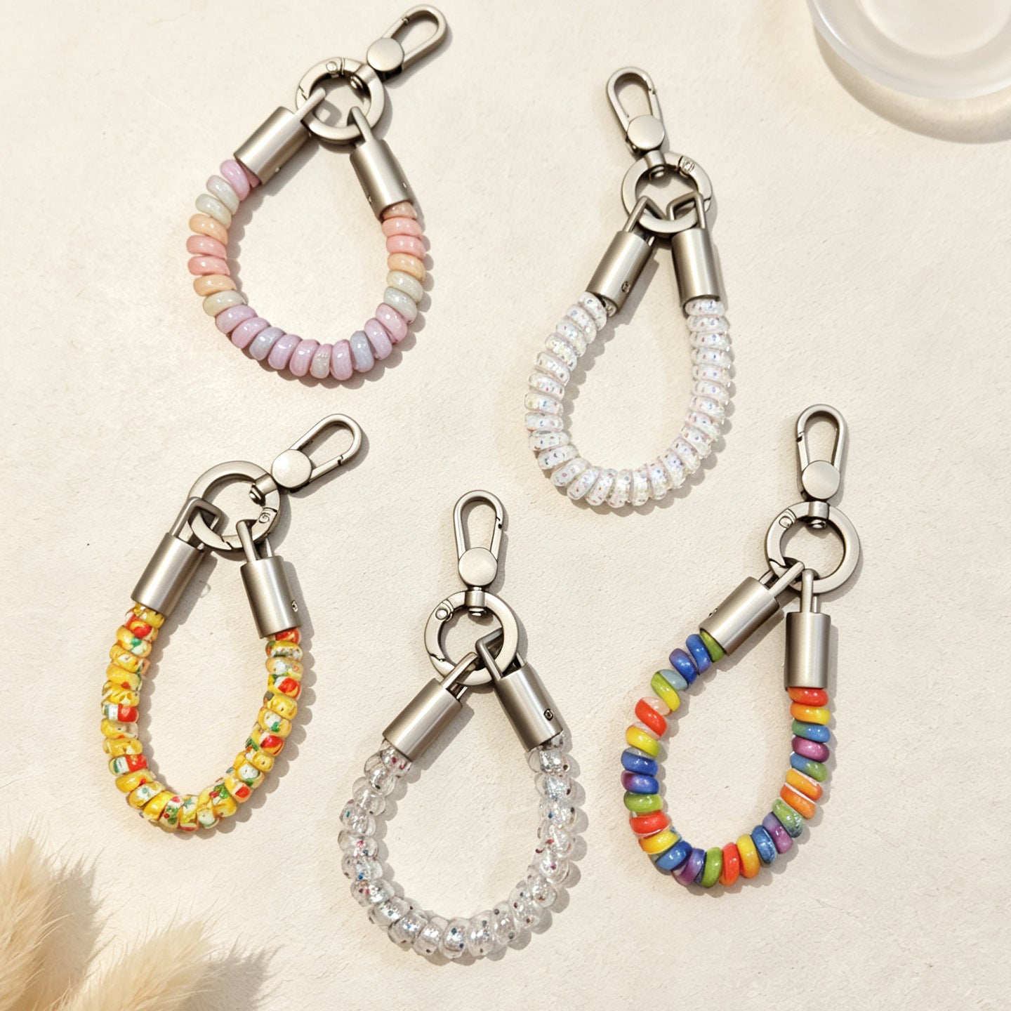 Wholesale Trendy PVC Telephone Cord Phone Lanyard Keychain Cute Rainbow Bag Charm For Everyday Use