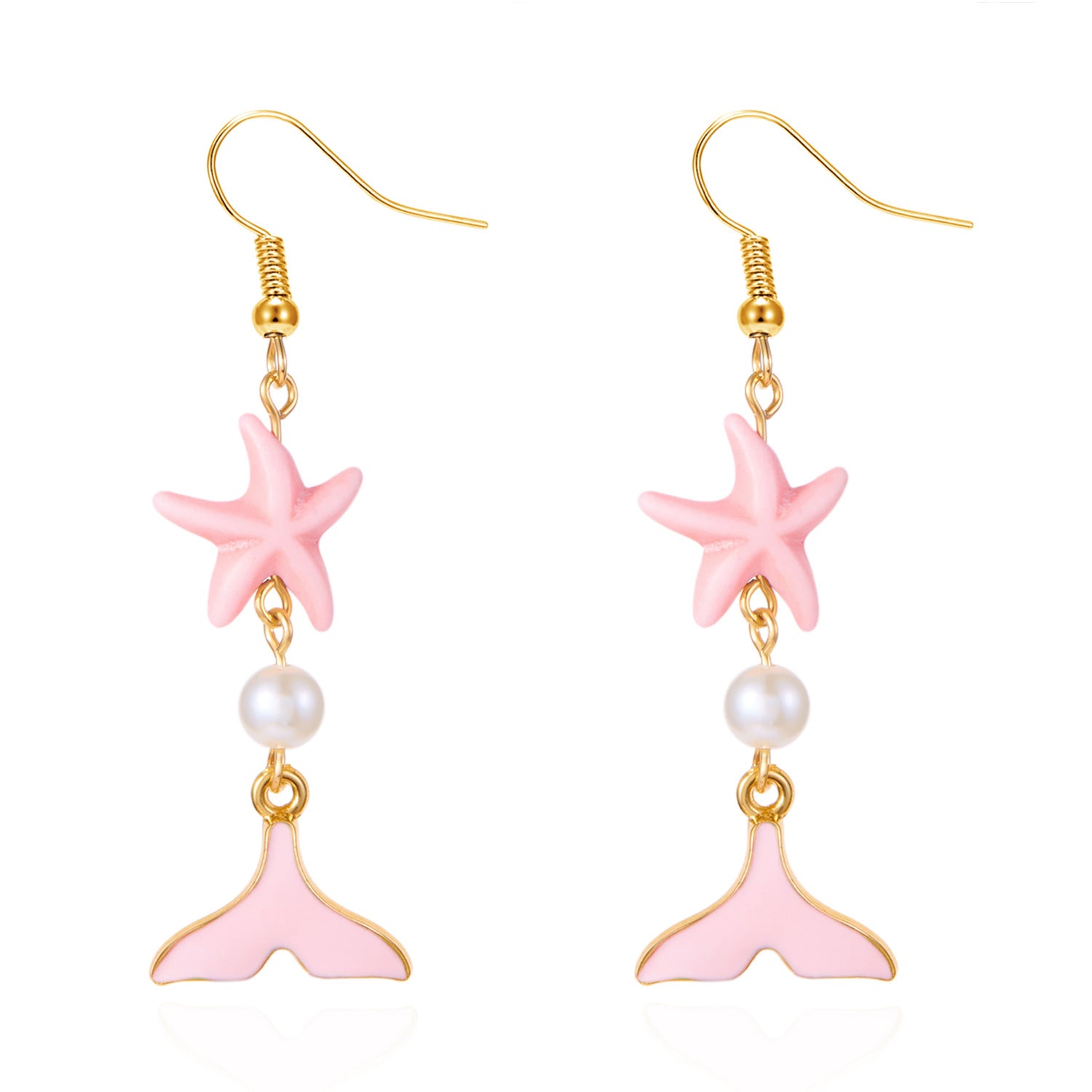 Wholesale Starfish Pearl Mermaid Asymmetrical Fishtail Earrings
