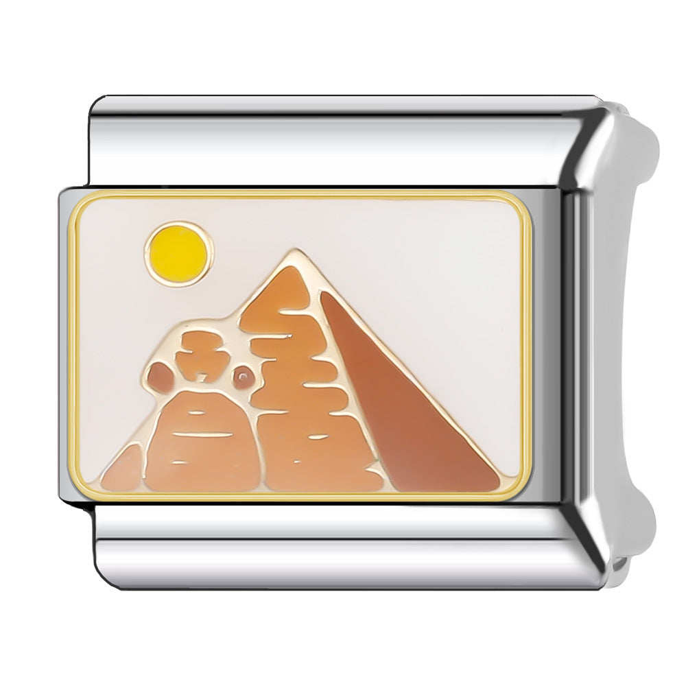 Wholesale Italian Charm Bracelet 9mm DIY Splicing National Tourism Scenic Logo Stainless Steel Composable Bracelet