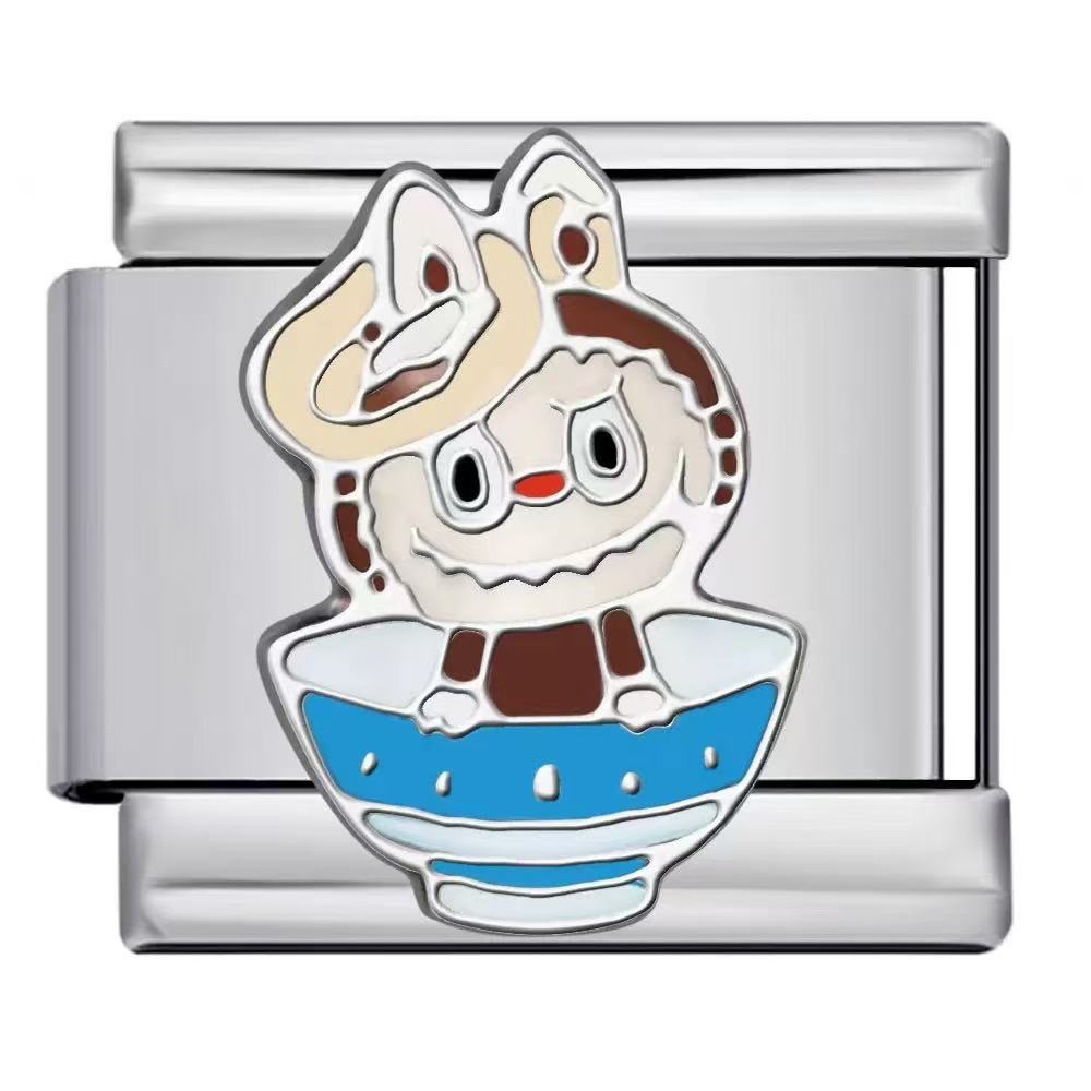 Bracelet de charme italien en gros 9 mm DIY Splicing Cartoon Bracelet composable en acier inoxydable mignon