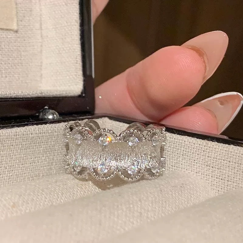 Wholesale National Style Palace Style ~ Lace Lace Zircon Ring for Women,  Accessible Luxury Ring Ring for Women,  Niche Design Index Finger Ring