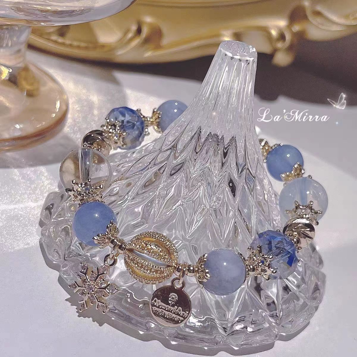 Wholesale Star Moonlight Black Gold Dark Obsidian Blue Beaded Bracelet ACC-BT-Zhuox003