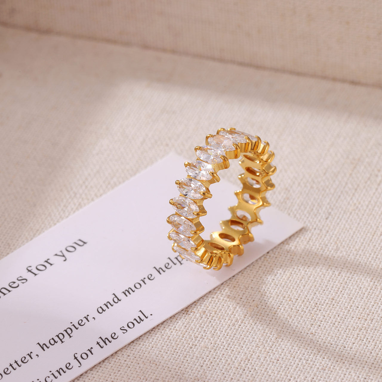 Wholesale Single-Row Diamond-Set Zirconium Titanium Steel Ring