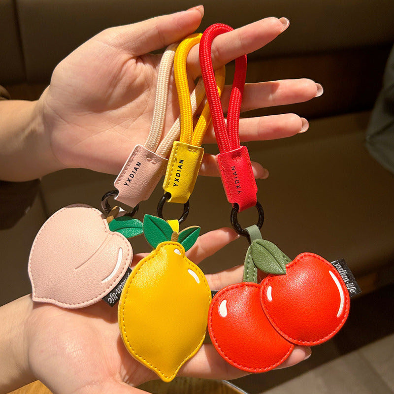 Wholesale Stylish Cartoon Fruit Leather Keychain Cute Bag Charm For Wedding Favors Boutique Resale Accessory