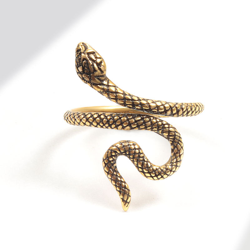 Wholesale Antique Gold Snake Ring Adjustable Copper Jewelry Accessory
