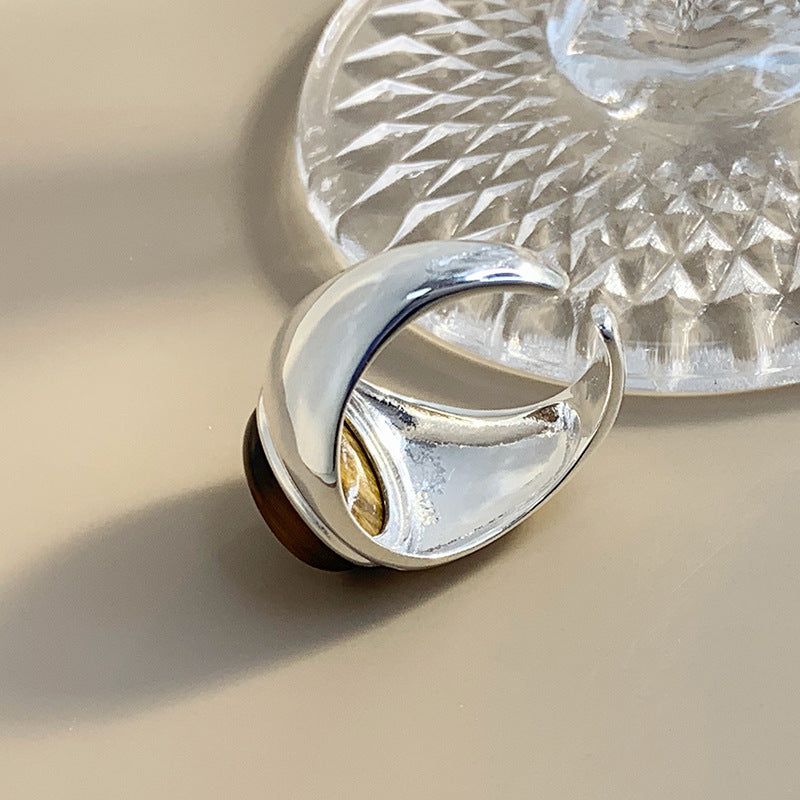 Wholesale  S925 Sterling Silver Ring  Retro Tiger Eye Opening Ring