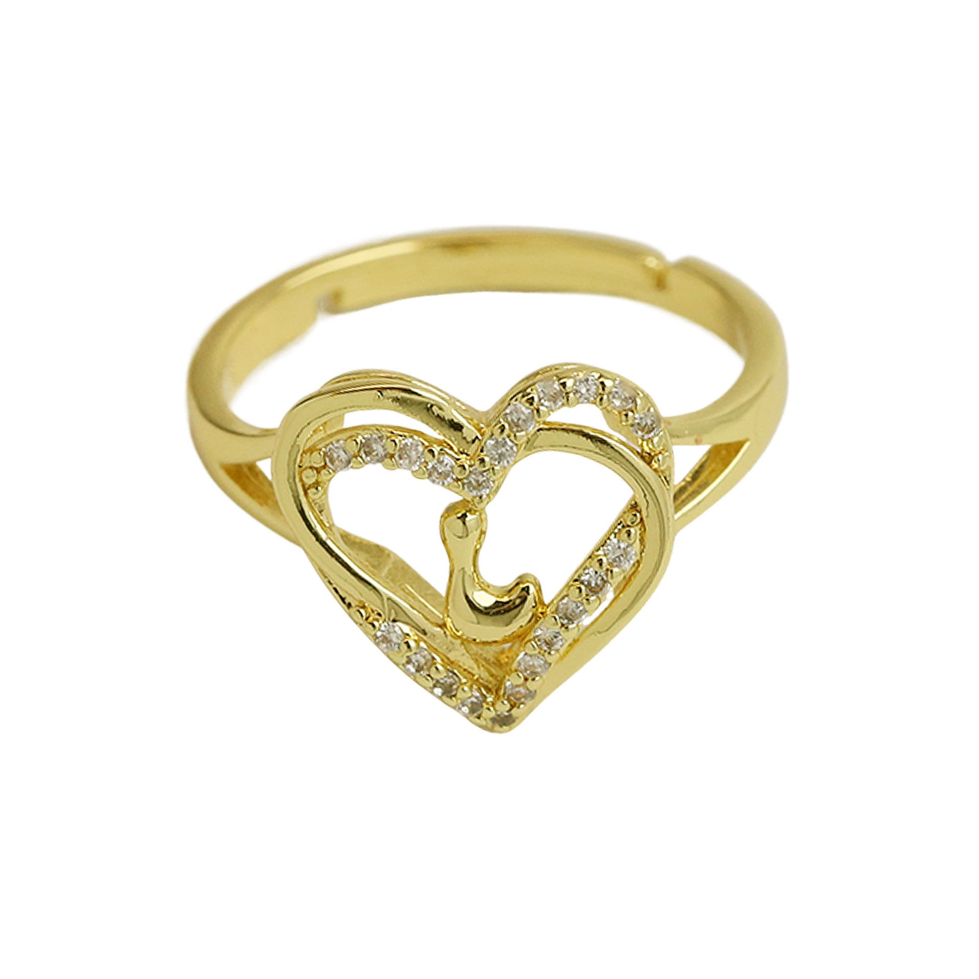 Wholesale  gold love heart-shaped 26 English letters open heart fashion  ring