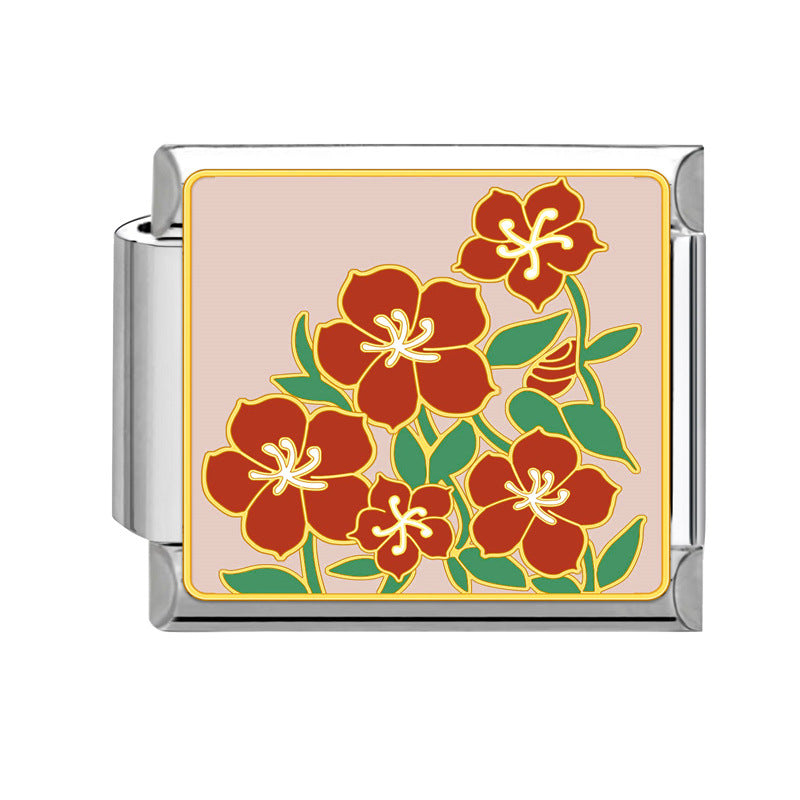 Wholesale Italian Modular Bracelet 9mm DIY Splicing Removable Stainless Steel Flower Combinable Bracelet