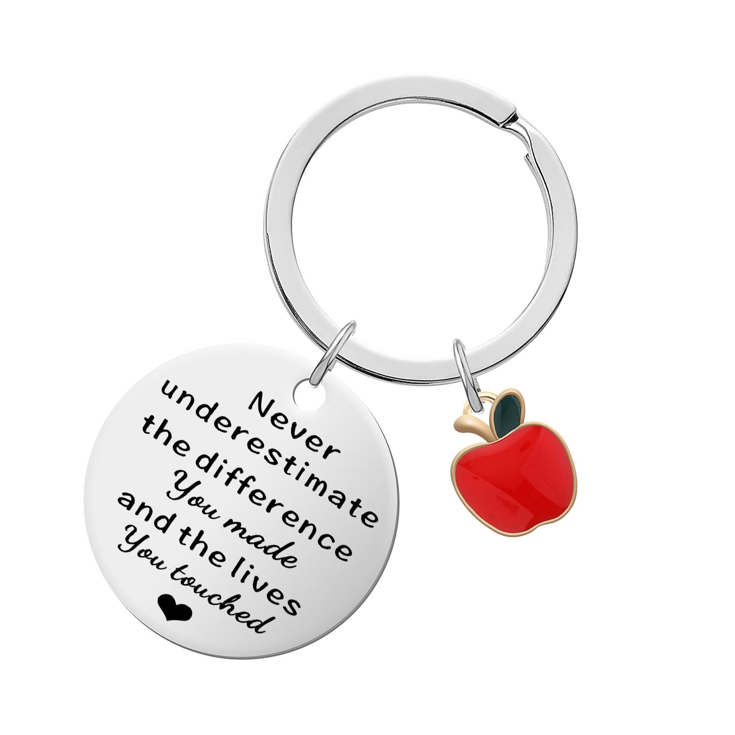 Wholesale Epoxy Apple Stainless Steel Disc Engraved Keychain