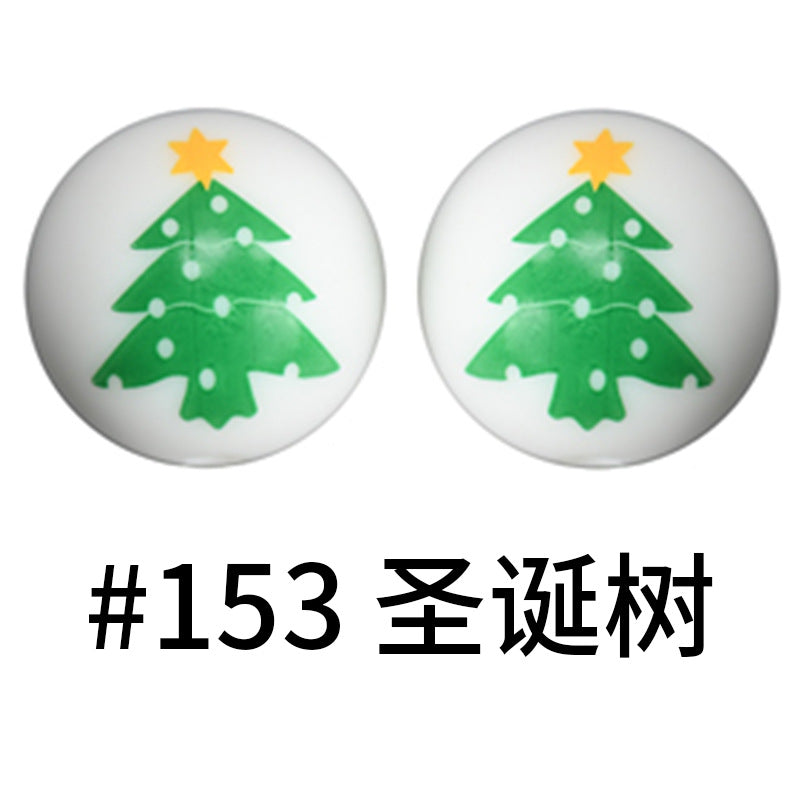 Wholesale 50pcs 15mm Western Style Leopard Skull Color Aztec Printed Silicone Balls Beads ACC-BDS-HeSheng006