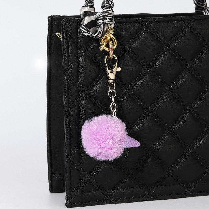 Wholesale Fur Ball Ice Cream Cone Keychain