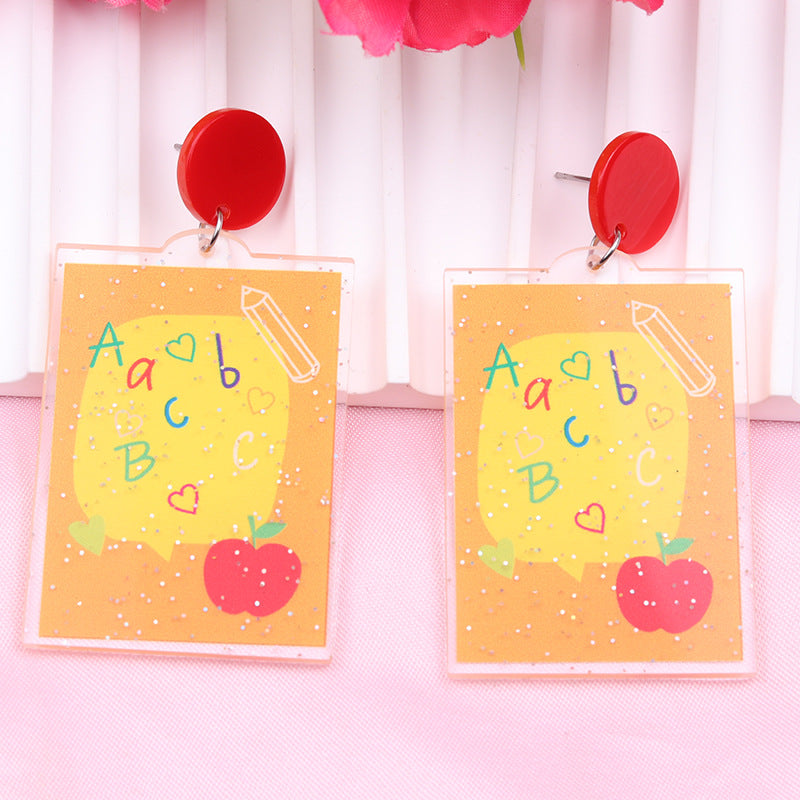 Wholesale Teacher's Day Cartoon Rainbow Acrylic Earrings ACC-ES-DA007