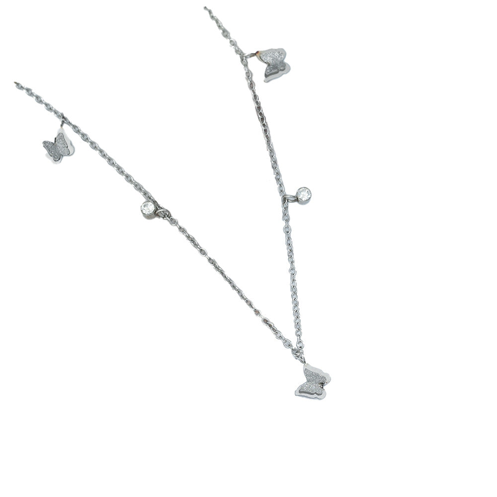 Wholesale Chic Diamond Butterfly Necklace Titanium Steel Clavicle Chain Fashion Accessory