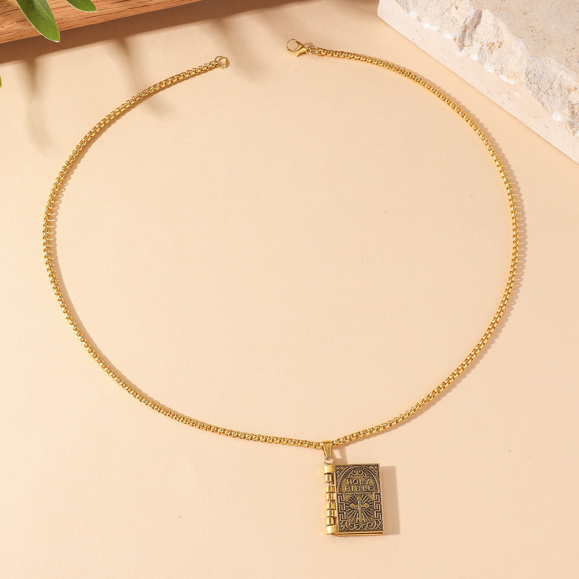 Wholesale  Popular Bible Cross Flip Page Hip Hop Pendant Necklace