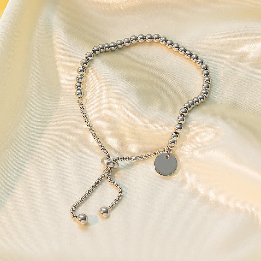 Wholesale Fashion Round Tag Adjustable Titanium Steel Bracelets ACC-BT-Tais003