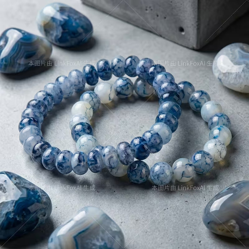 Wholesale Water Flow Blue Dot Stone Glass Bead Bracelet Fashion Accessory Gift Boutique Resale