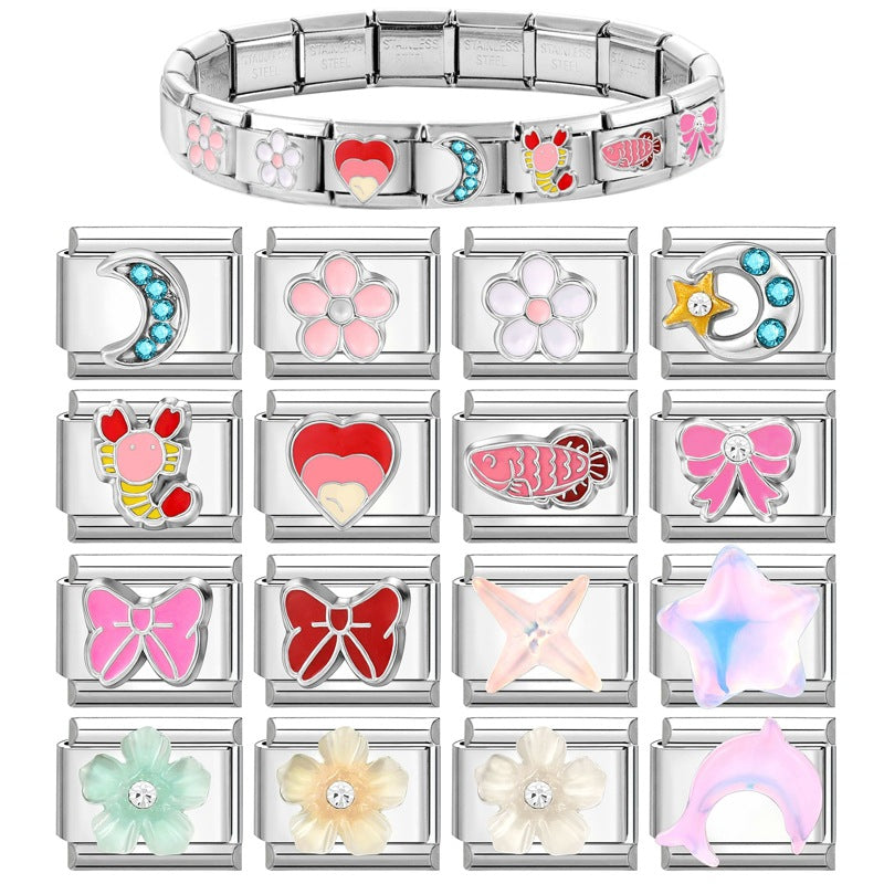 Wholesale Italian Charm Bracelet 9mm DIY Splicing Cute Creative Stainless Steel Composable Bracelet