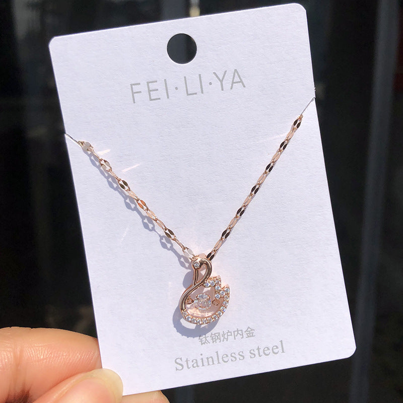 Wholesale Pendant with Diamond Rose Gold Lip Chain Titanium Steel Clavicle Chain Choker Necklace ACC-NE-Ruon002