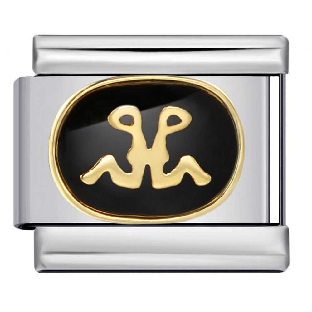 Wholesale Italian Charm Bracelet 9mm DIY Splicing Removable Black Zodiac Stainless Steel Composable Bracelet