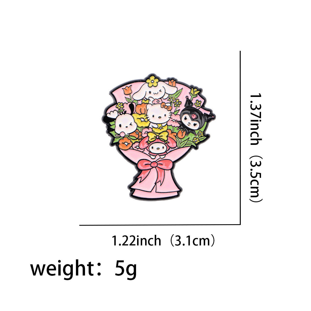 Wholesale Cartoon heart bouquet cat brooch