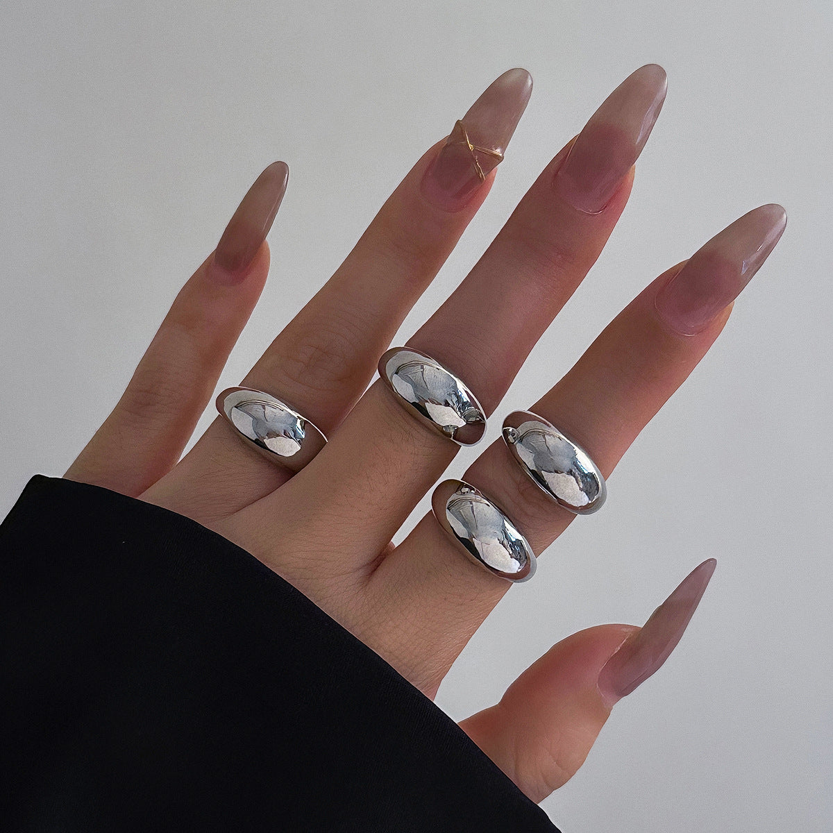 Wholesale Geometric Curved Ring Open Rings Set ACC-RS-XueRou001