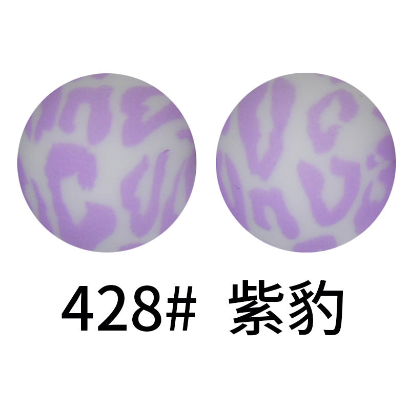Wholesale 50pcs 15mm Western Style Leopard Skull Color Aztec Printed Silicone Balls Beads ACC-BDS-HeSheng002