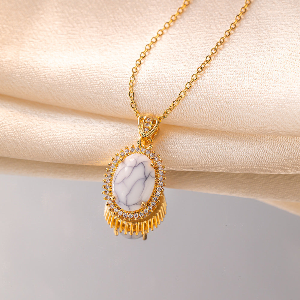 Wholesale Titanium Steel luxury turquoise crack necklace