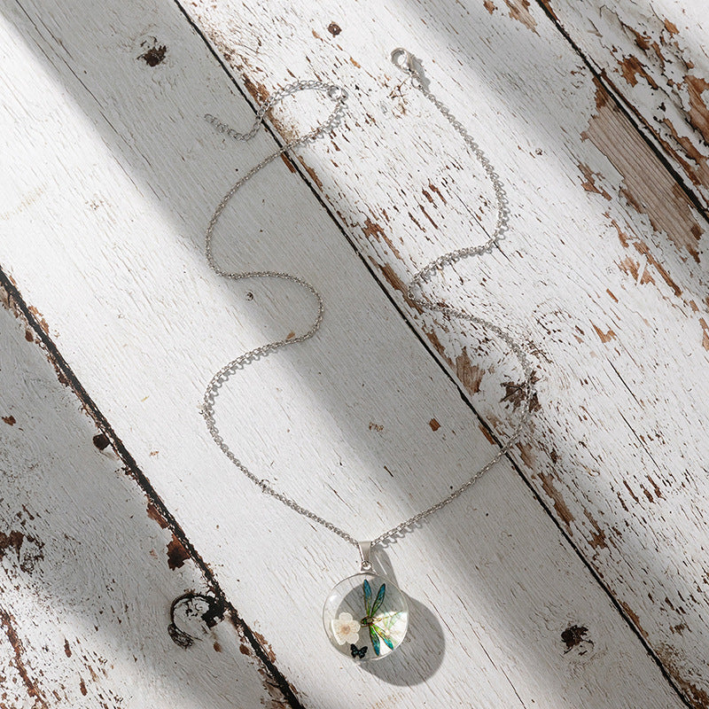 Wholesale crystal clear round glass pendant necklace