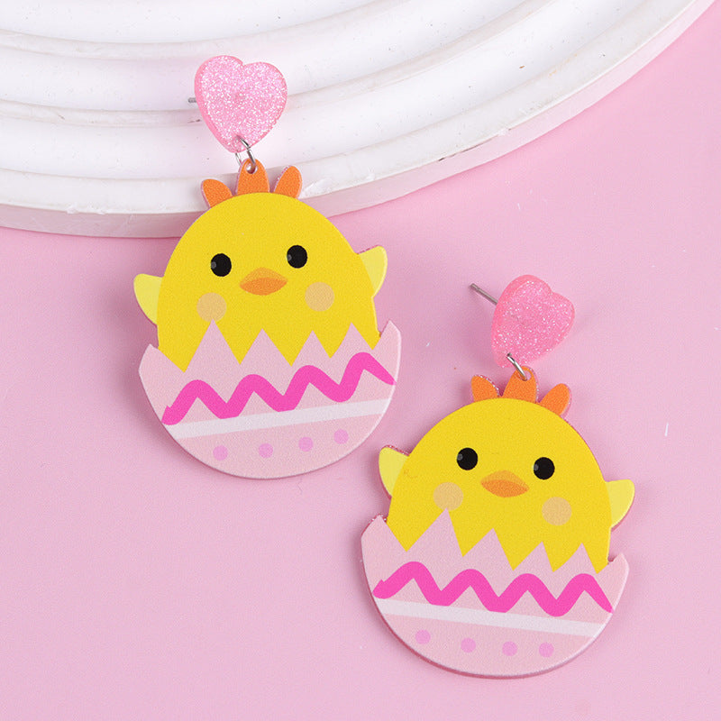 Wholesale 2PCS Acrylic Easter Bunny Egg Earrings