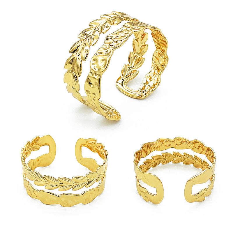 Wholesale Retro Polished Stainless Steel Open C-Shaped Cuff Bracelet