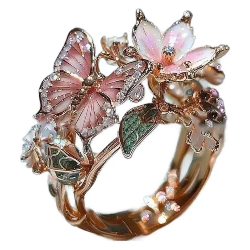 Wholesale color drop oil ring butterfly finger  opening ring