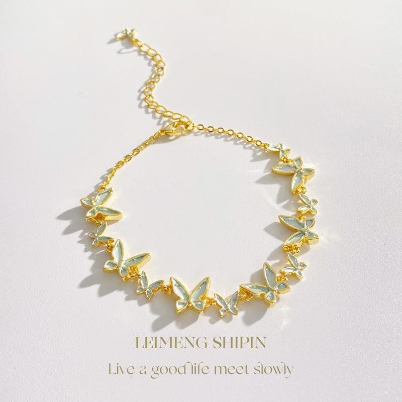 Wholesale Glaze Blue Butterfly Bracelet