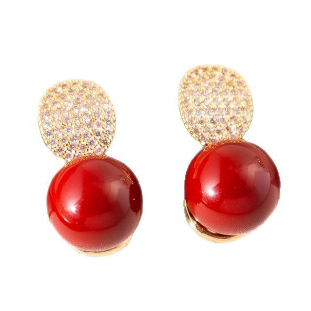 Wholesale Silver Needle Zircon Geometric Pearl Earrings