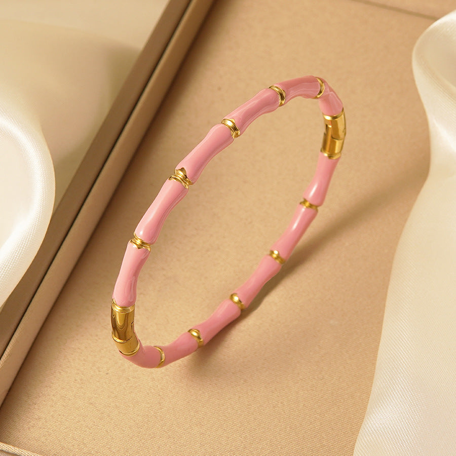 Wholesale oil-dripped bamboo-joint stainless steel bracelet