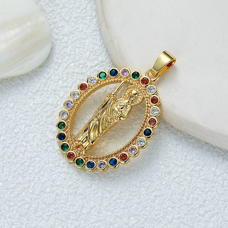 Wholesale Gold Plated Copper Geometric Zircon Pendant Necklace Unisex Fashion Accessory