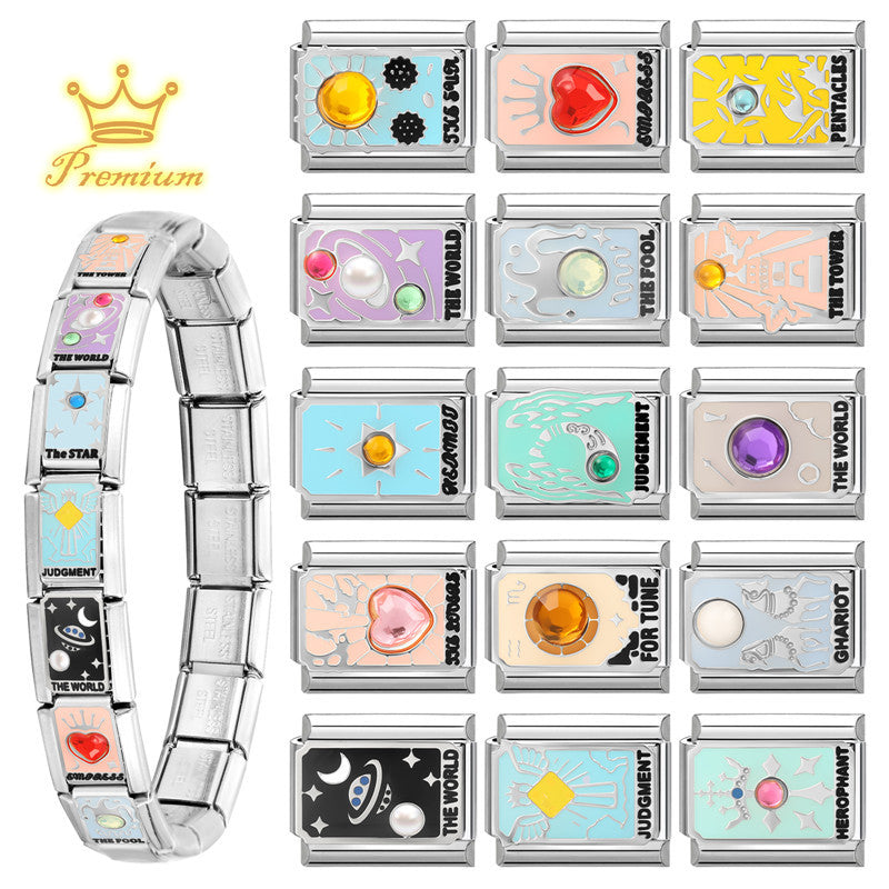 Wholesale Tarot-Themed Stainless Steel Charm Bracelet DIY Accessories Fashion Jewelry for Everyday Wear