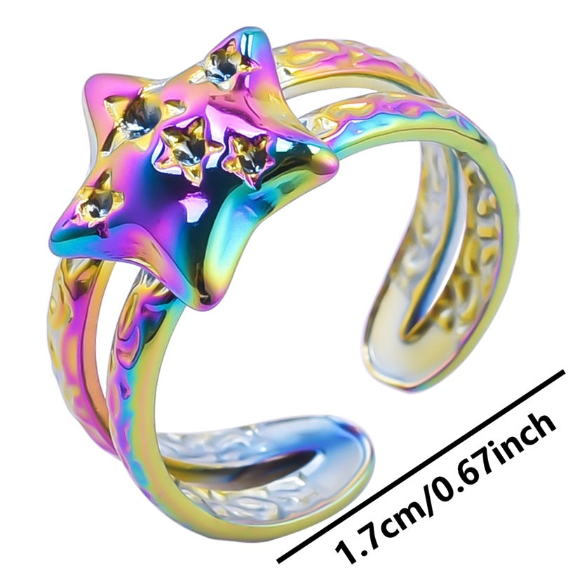 Wholesale Stainless Steel Open Adjustable Star Ring