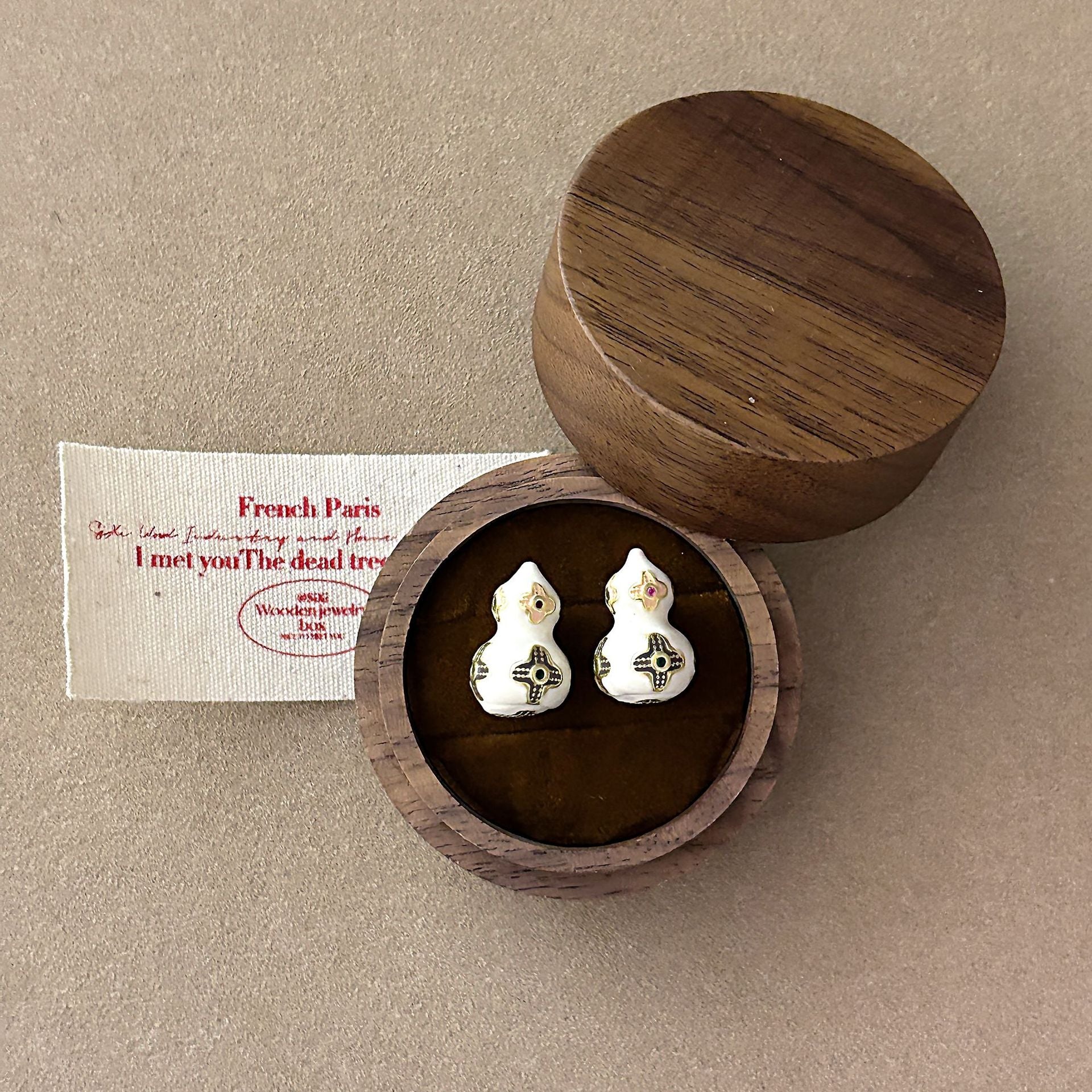 Wholesale Enamel Drop Glaze Four-Leaf Clover Gourd Earrings
